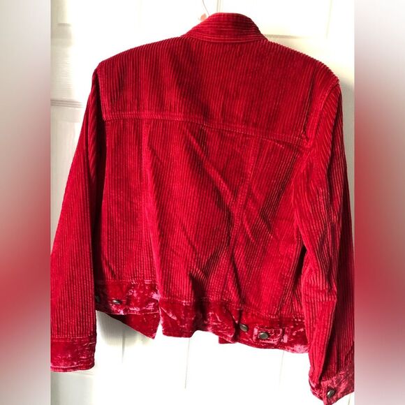 J. Jill Red Corduroy Velvet Trim Jacket 100% cotton Size XS P - Picture 8 of 8